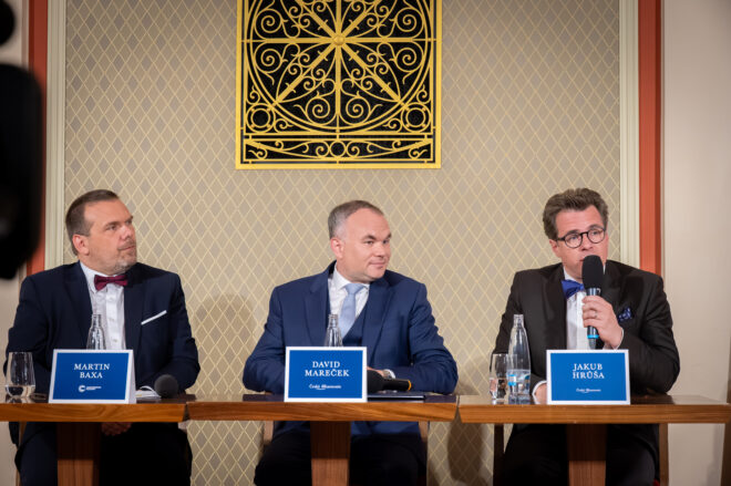Czech Philharmonic: press conference, 30 June 2025 - Martin Baxa, David Mareček and Jakub Hrůša (photo Ivan Malý)